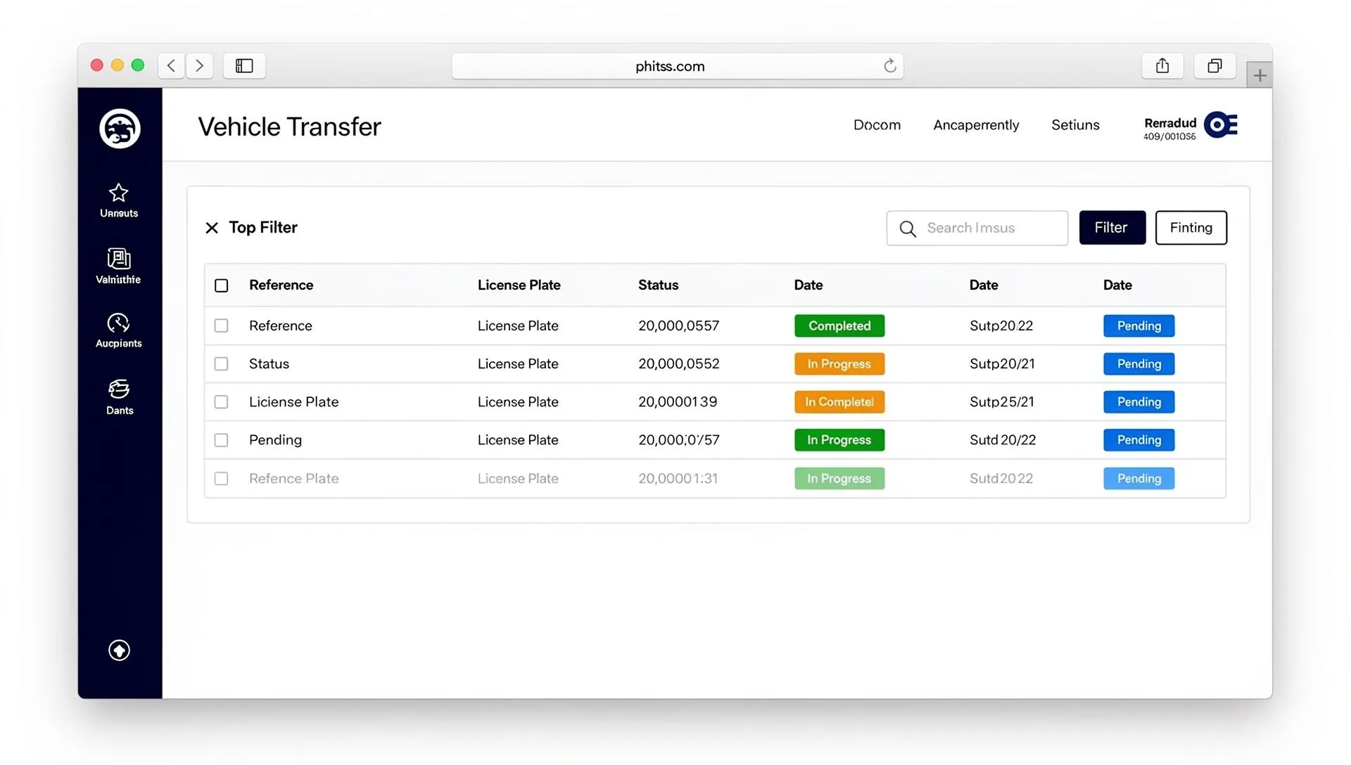 Panel de control de Gestmotor — listado de compraventas, estados de expediente y descarga de justificantes